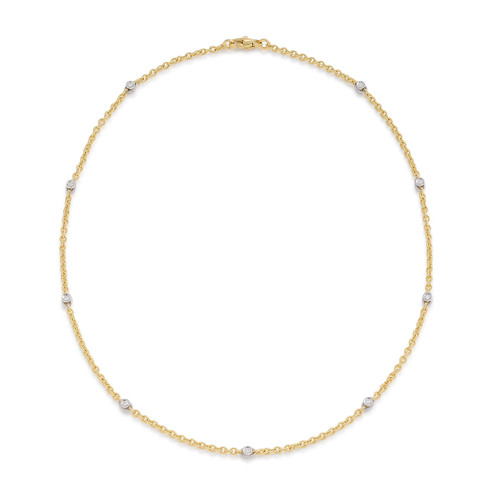 Cable Diamond Station Necklace [JNCHN0244]