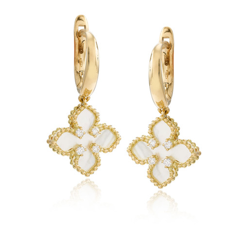 Mother of Pearl Diamond Flower Earrings [JEOTH0983]