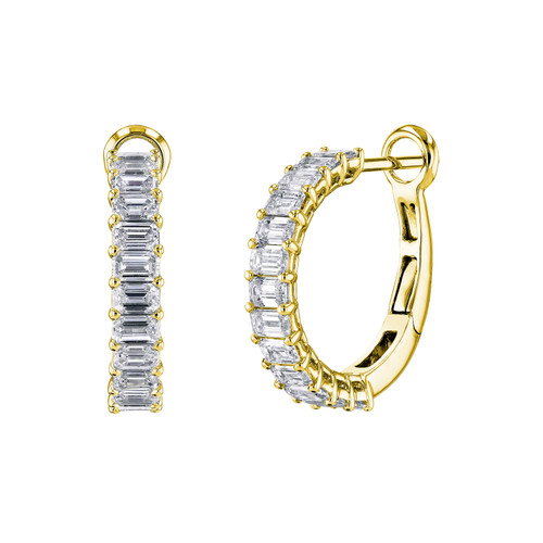 Emerald Cut Diamond Huggie Earrings [JEHOP0565]