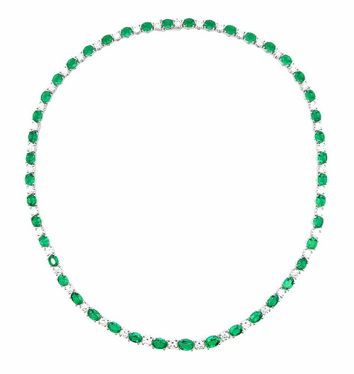 Emerald and Diamond Line Necklace [JNLIN0083]