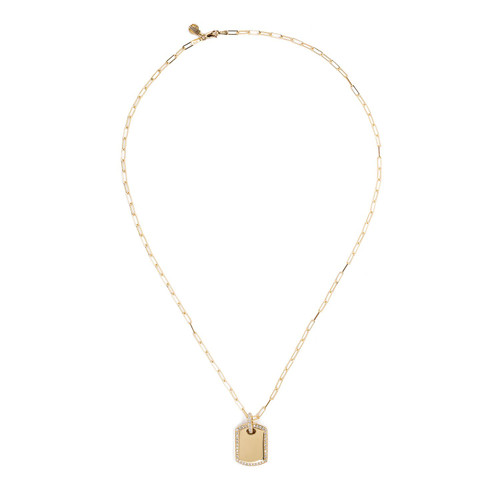 Small Diamond Dog Tag Pendant Necklace [1DFAD4206]