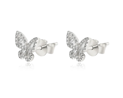 Diamond Butterfly Stud Earrings [JESTD0452]