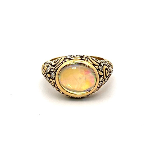 Opal and Diamond Accent Ring [JROTH1097]