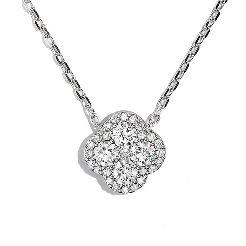 Diamond Clover Pendant Necklace [1DPLX0713]