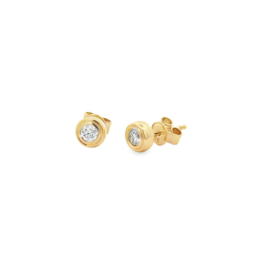 Double Bezel Diamond Stud Earrings, .22 [JESSD0389]