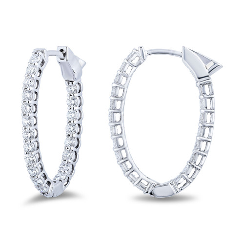 Oval Inside Out Diamond Hoop Earrings, 1.20 [1EAHP0811]
