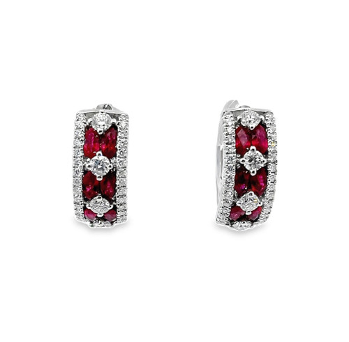 Ruby and Diamond Hoop Earrings [JEHOP0518]