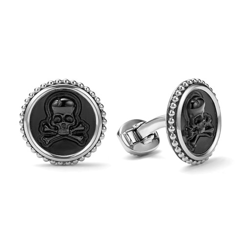 Anthem Black Agate Skull Cufflinks [JACUF0029]