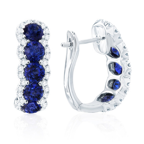 Sapphire and Diamond Hoop Earrings [JEHOP0604]
