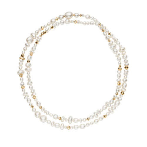 Wild Gold Granule Pearl Strand Rope Necklace [JNOTH0810]