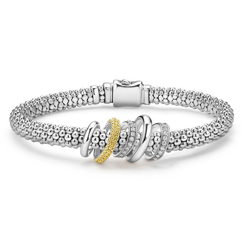 Two-Tone Five Ring Diamond Caviar Bracelet [JBOTH1339]