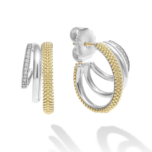 Two-Tone Three Ring Diamond Hoop Earrings [JEHOP0621]