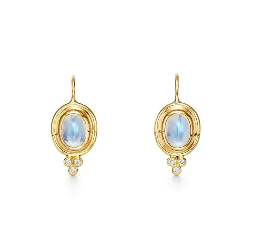 Oval Blue Moonstone Diamond Earrings [JEOTH1183]