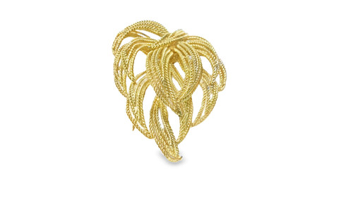 Estate Retro Rope Leaf Brooch [JAPNB0032]