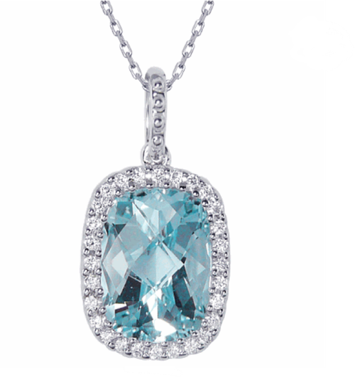 Sky Blue Topaz and Diamond Pendant Necklace [JNPEN0735]