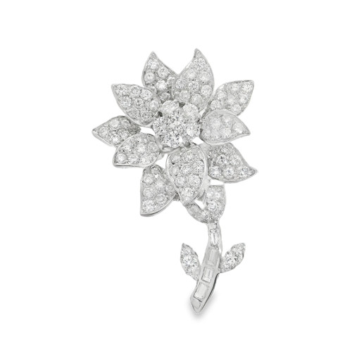 Estate Diamond Flower Brooch [JAPNB0044]
