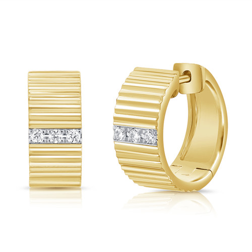 Fluted Diamond Hoop Earrings [JEHOP0739]