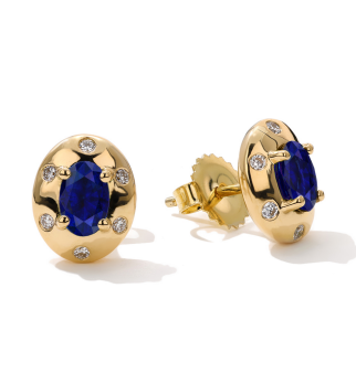 Aurum Sapphire and Diamond Stud Earrings [JESTD0706]