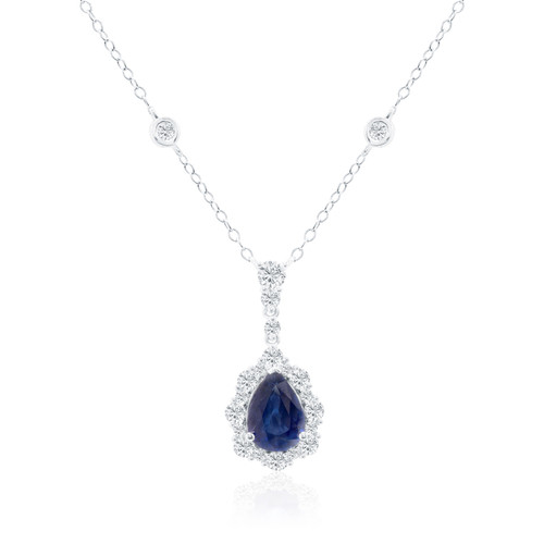 Sapphire and Diamond Halo Pendant Necklace [JNPEN1572]