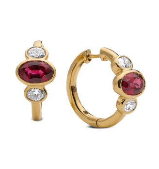 Ruby and Diamond Huggie Hoop Earrings [JEHOP0725]