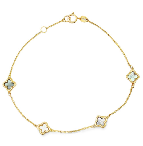 Mother Of Pearl Quatrefoil Station Bracelet [JBOTH1666]