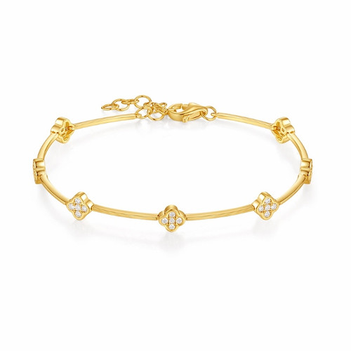Diamond Clover Station Bar Bracelet [JBOTH1847]