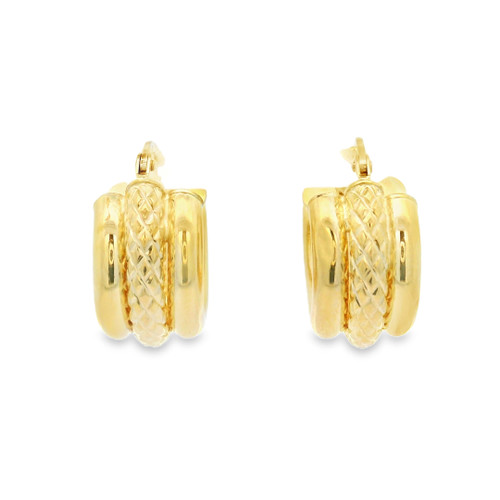 Estate Textured Huggie Hoop Earrings, Italy [JEHOP0940]