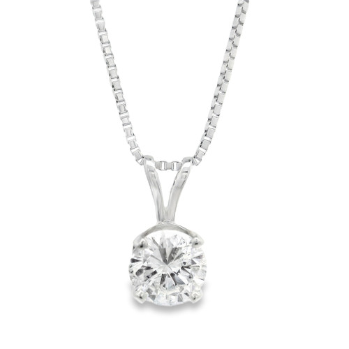 Estate Diamond Solitaire Pendant Necklace, 1.18 [JNPEN1829]