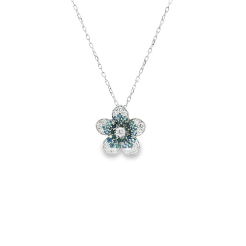 Sapphire and Diamond Flower Pendant Necklace [JNPEN1832]