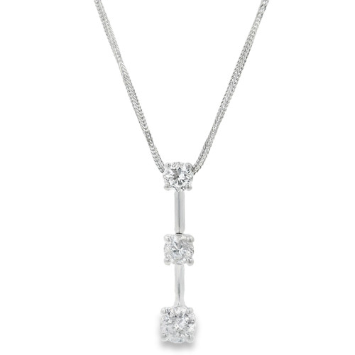Estate Triple Diamond Pendant Necklace [JNPEN1835]
