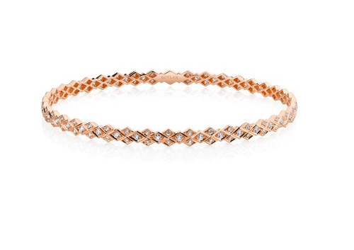 Artisan Pave Criss Cross Rose Gold Diamond Bangle [1BNGL0981]