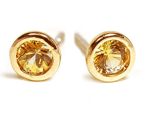 Citrine Bezel Set Stud Earrings [JESTD0248]