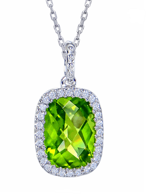 Peridot and Diamond Pendant Necklace [JNPEN0737]