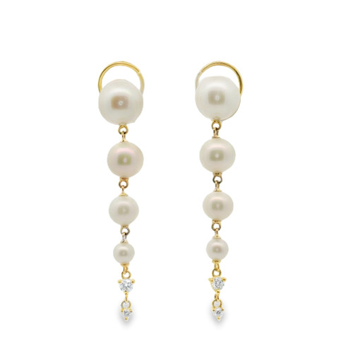 Pearl Diamond Drop Earrings [JEOTH1671]