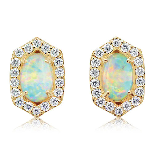 Halo Opal Stud Earrings [JESTD1017]