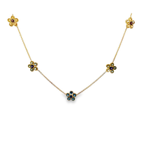 Estate Gemset Floral Station Necklace, Italy [JNOTH1731]