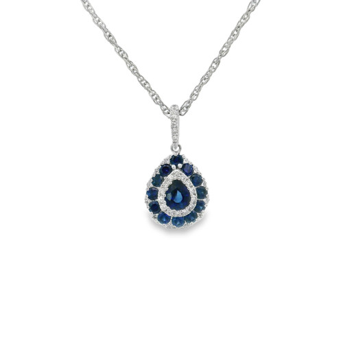 Blue Sapphire and Diamond Pendant Necklace [JNPEN2073]