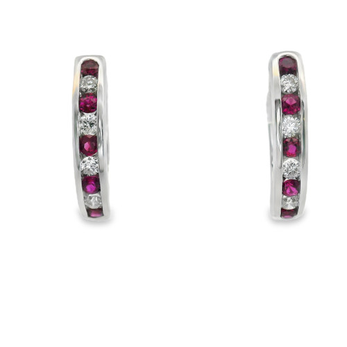 Ruby and Diamond Hoop Earrings [JEHOP1070]