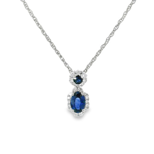 Blue Sapphire and Diamond Pendant Necklace [JNPEN2080]