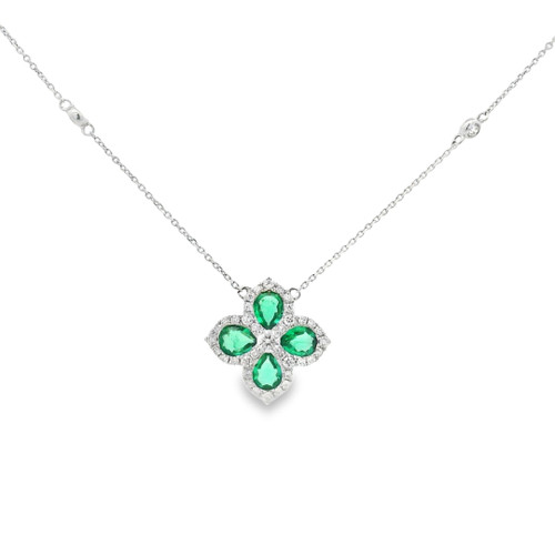 Emerald and Diamond Clover Necklace [JNPEN2060]