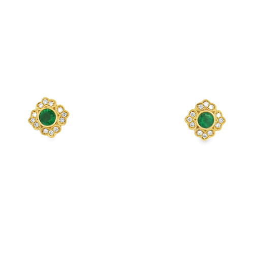 Emerald Floral Stud Earrings [JESTD1060]