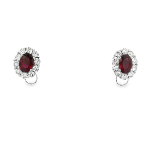 Oval Ruby and Diamond Stud Earrings [JESTD1075]
