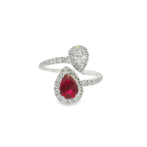 Ruby and Diamond Bypass Ring [JROTH2780]
