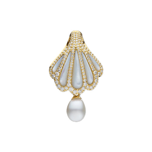 Rockpool 6mm Clam Pendant with Diamond and Mother of Pearl  [JNPEN2111]