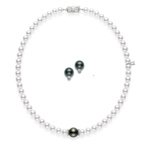 Cultured Pearl Fusion Necklace and Earrings Set [JNOTH1755]