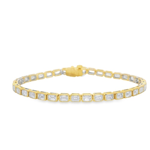 Bezel Set Emerald Cut Diamond Line Bracelet [JBLIN0307]