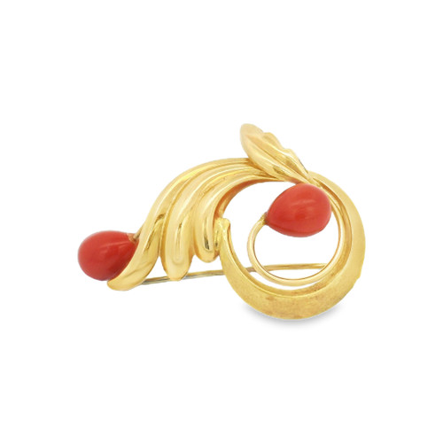 Estate Coral Swirl Brooch [JAPNB0264]