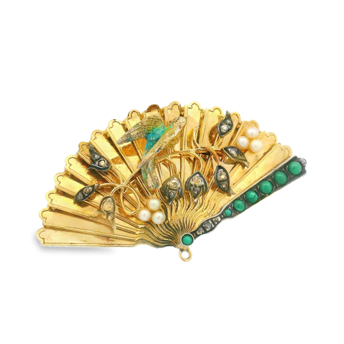 Estate Antique Bird Fan Brooch [JAPNB0263]