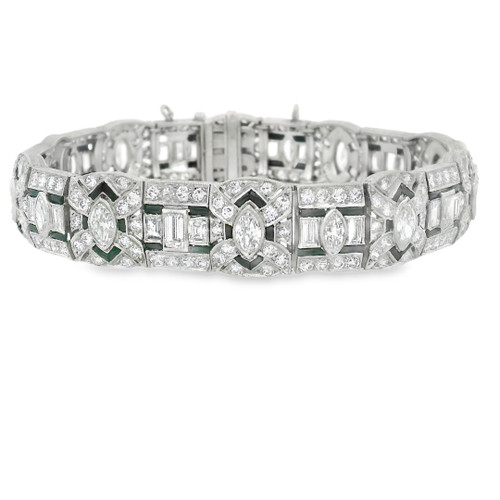Estate Art Deco Geometric Diamond and Onyx Bracelet [JBOTH2436]