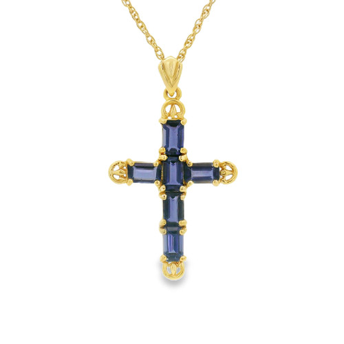 Estate Iolite Cross Necklace [JNPEN2101]